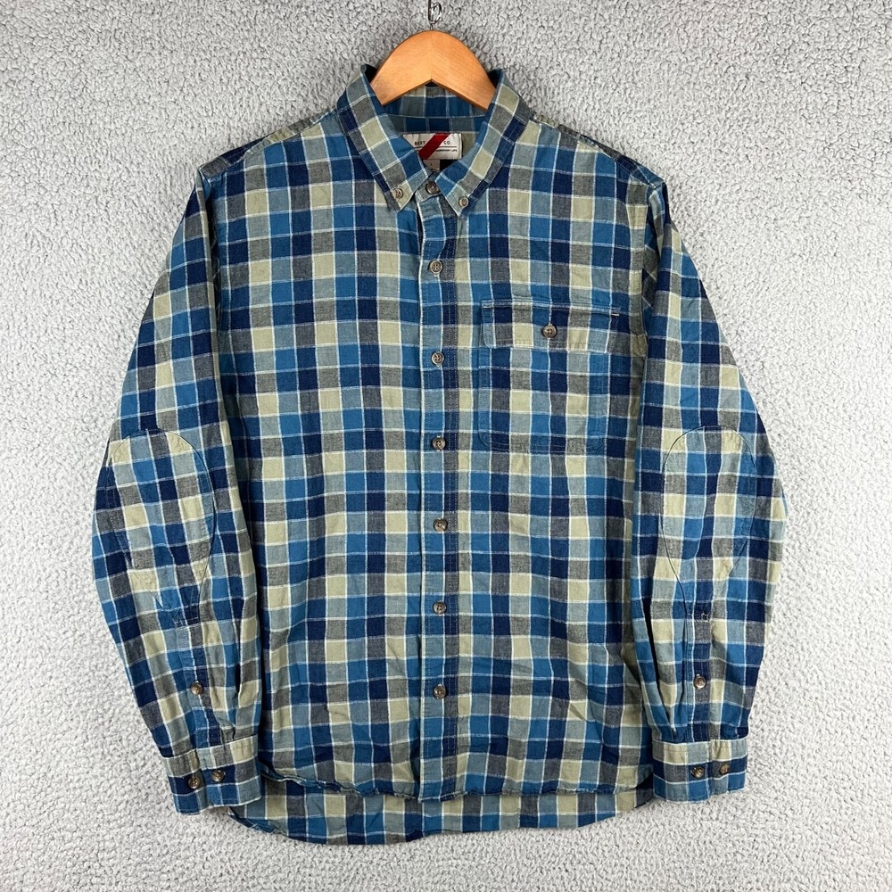Best Made Co Shirt Mens Large Blue Plaid Linen Blend‎ Button Down B2855